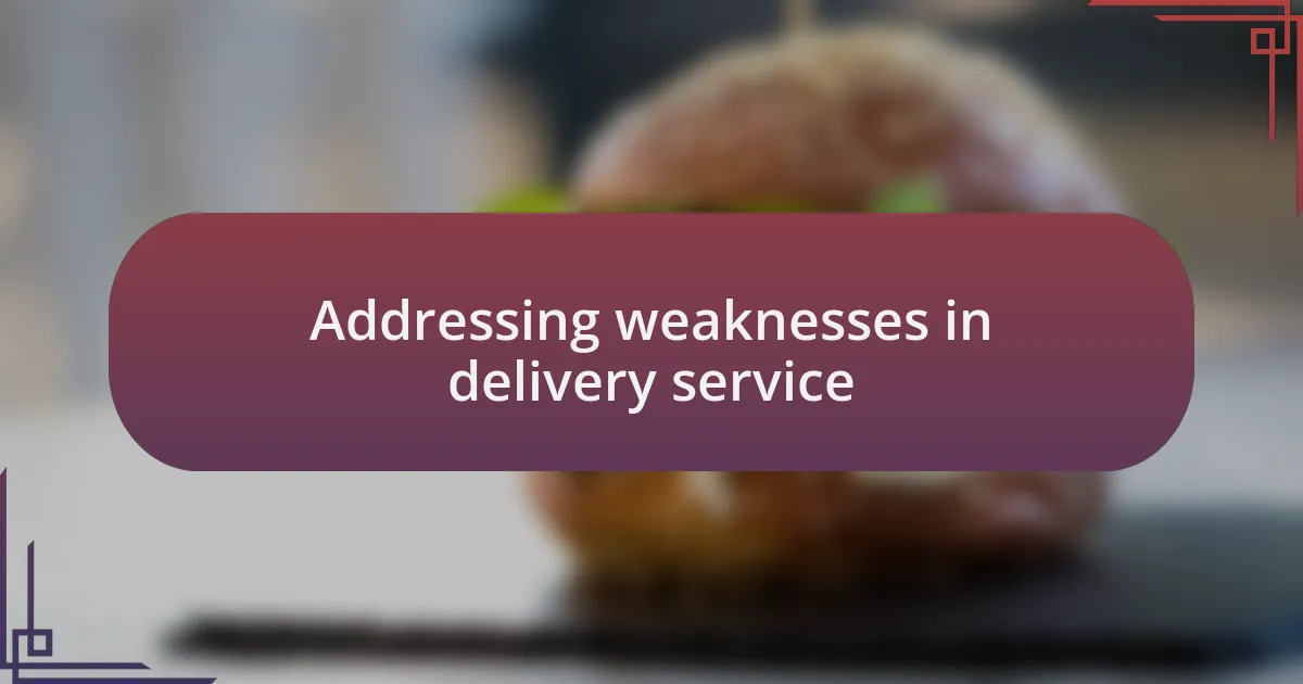 Addressing weaknesses in delivery service