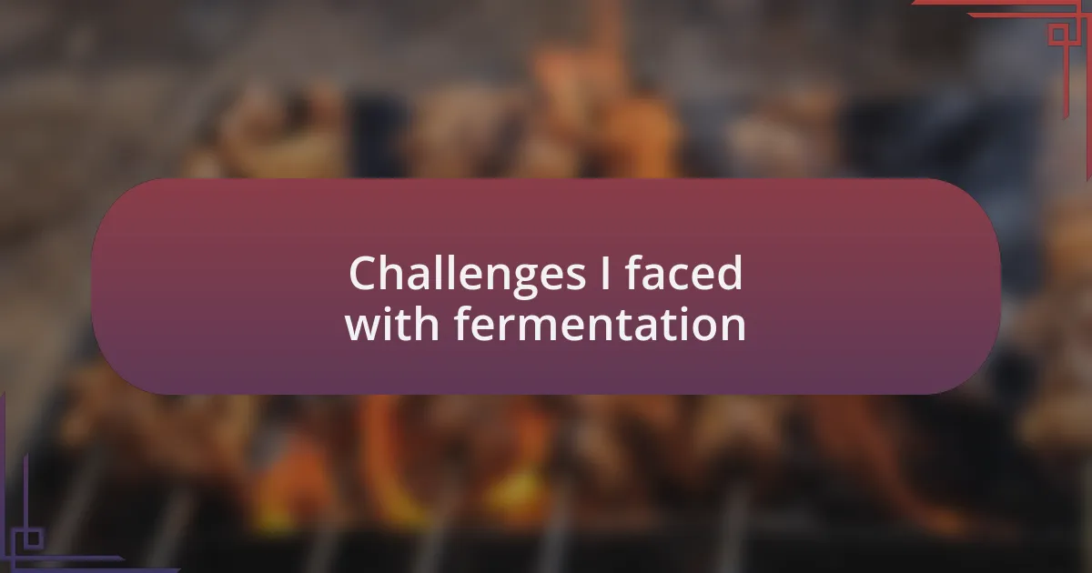Challenges I faced with fermentation