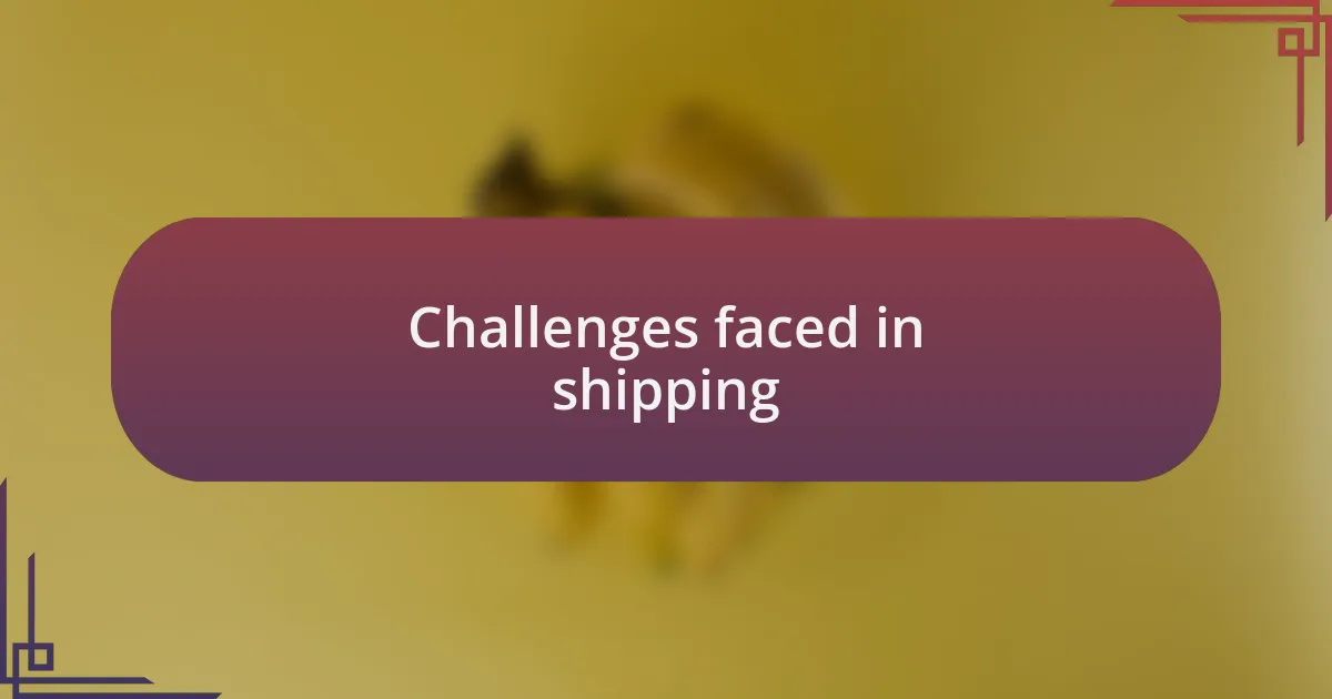 Challenges faced in shipping