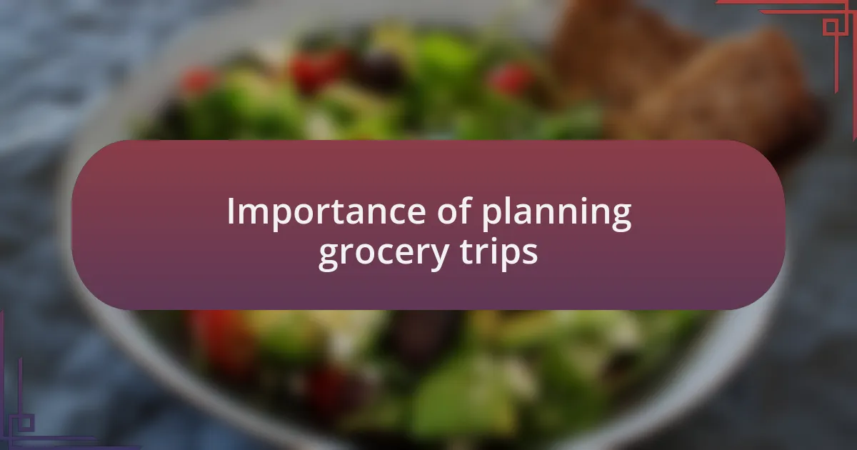 Importance of planning grocery trips