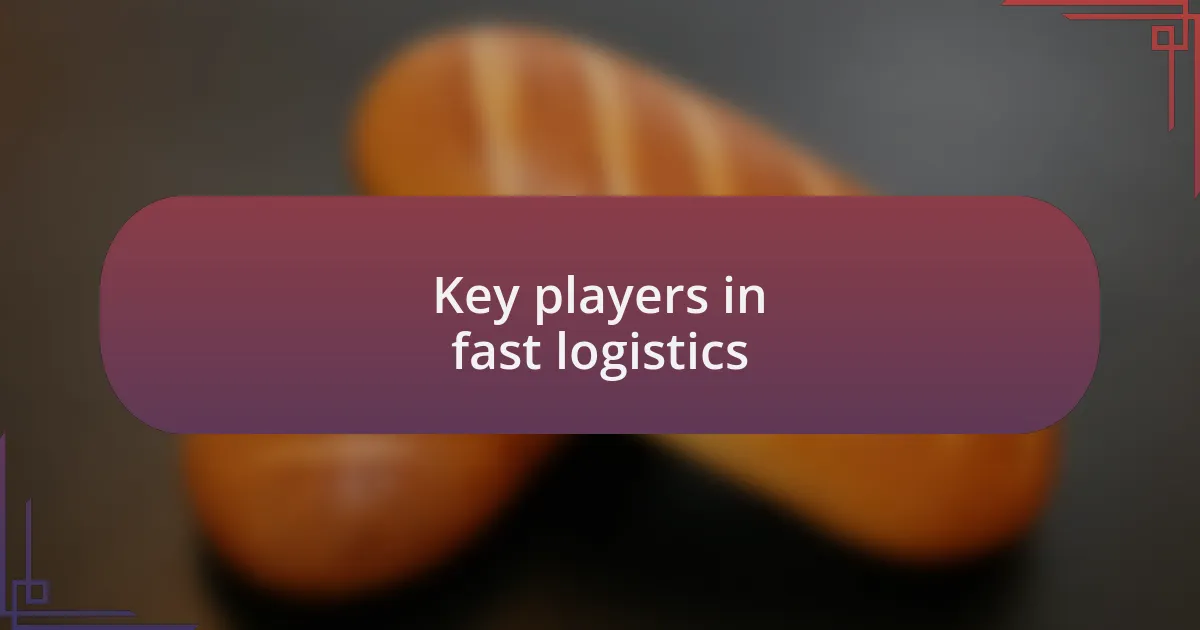 Key players in fast logistics