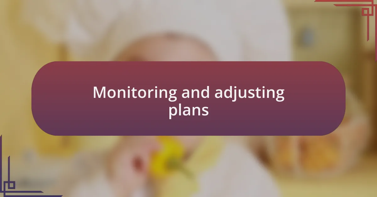 Monitoring and adjusting plans