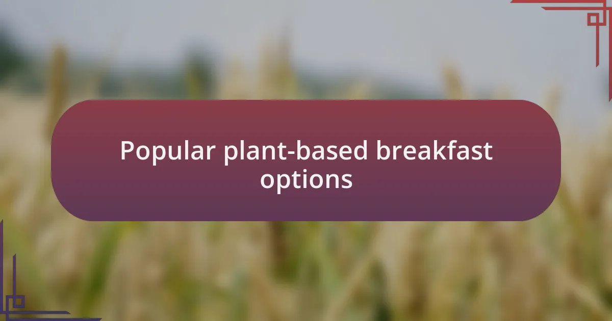 Popular plant-based breakfast options