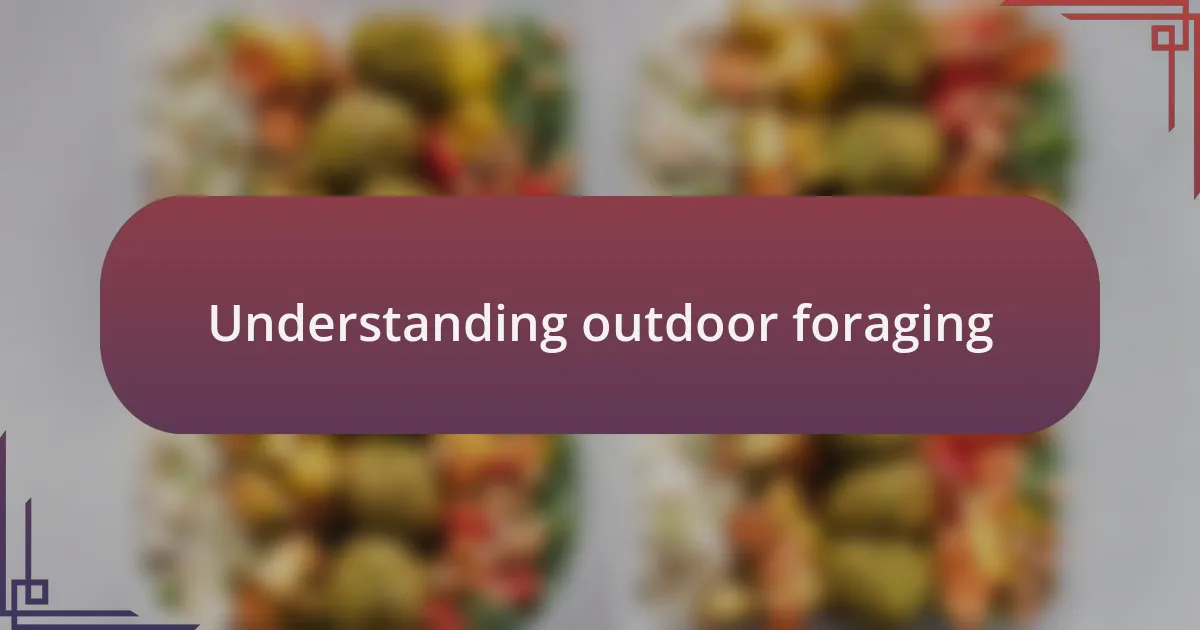 Understanding outdoor foraging