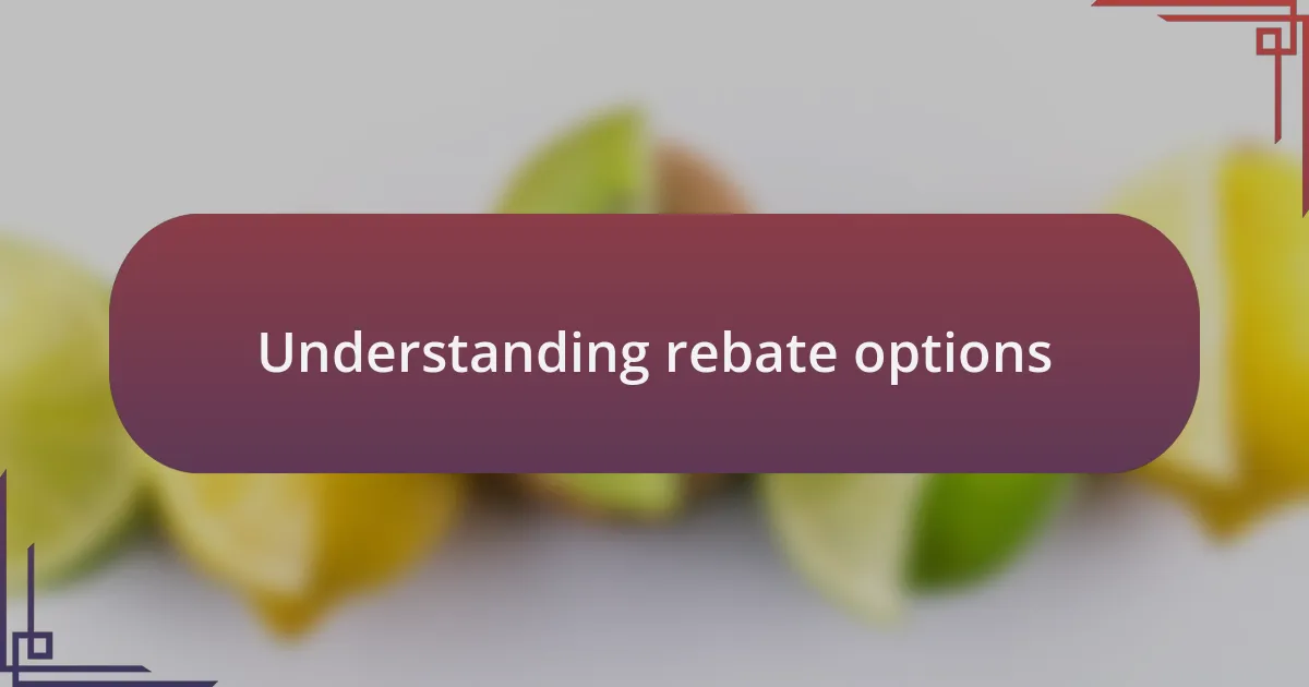 Understanding rebate options